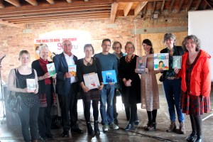 From left to right: Liz Bankes (Catnip Books); Liz Laird (Little Rebels Judge/Panel Chair); author Bernard Ashley; author Jessica Shepherd; author Chris Haughton; Wendy Cooling (Little Rebels Judge/Award Presenter); Natalie Bennett (Green Party Leader); author Mel Elliott; Janetta Otter-Barry (Otter Barry Books/Frances Lincoln); author Anne Booth